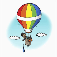 卡通热气球上的人