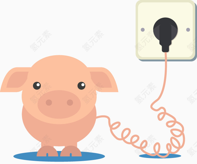 小猪充电创意矢量