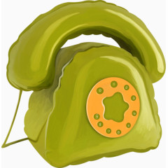 卡通碧绿色手摇式电话机