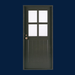 深蓝色方格玻璃的门