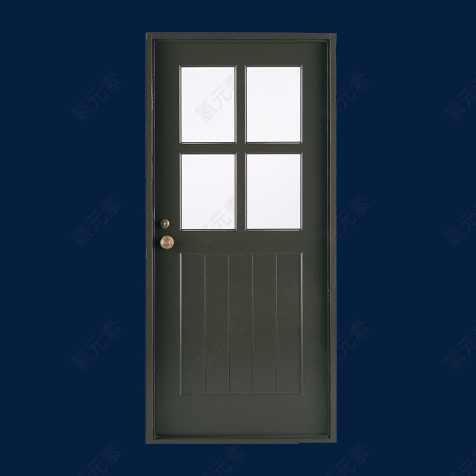 深蓝色方格玻璃的门