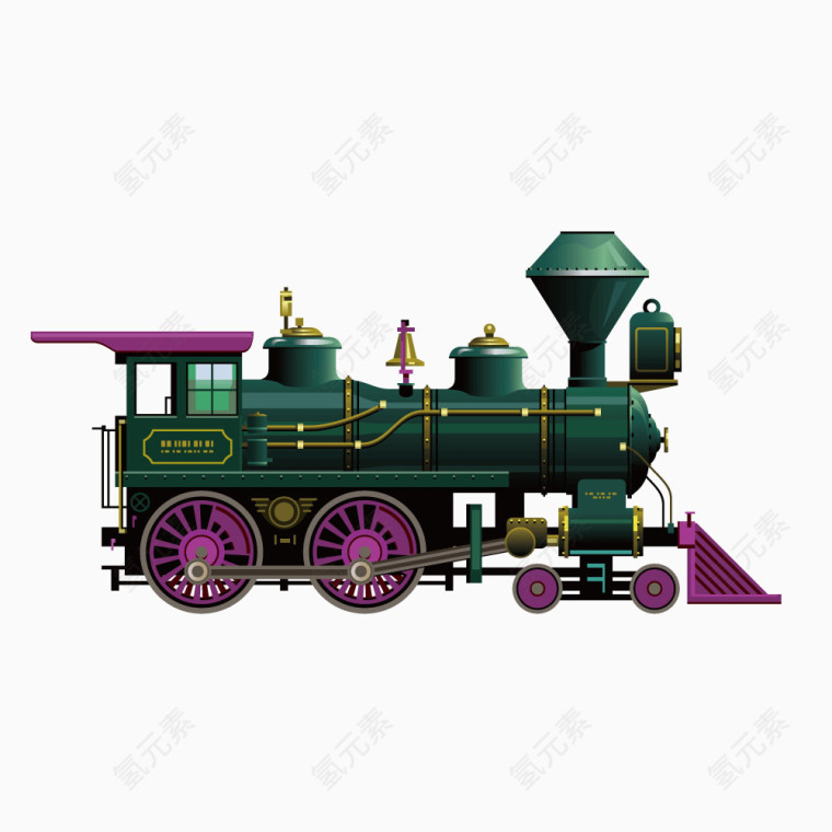 矢量老式紫色火车头