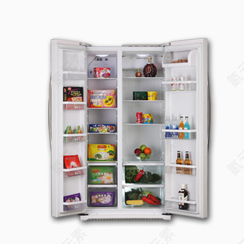 一个打开的大冰箱