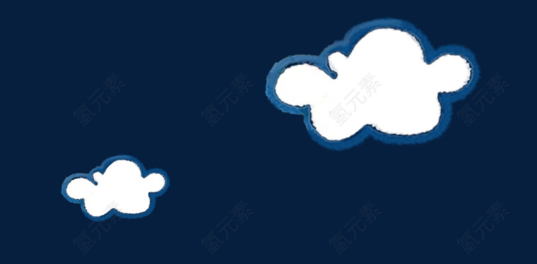 蓝色卡通白云装饰图案