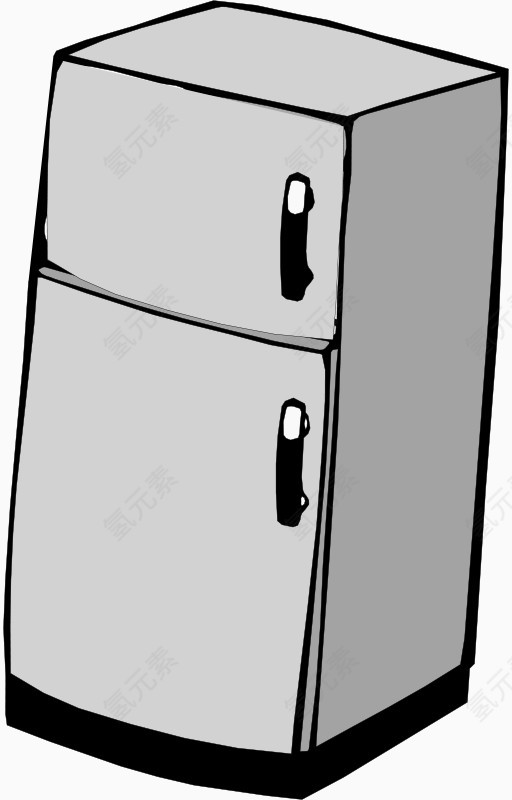 卡通灰色电冰箱