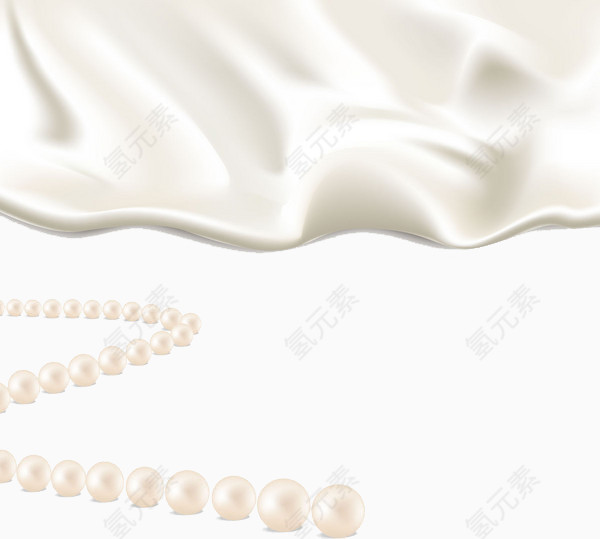 圆润珍珠洁白丝绸