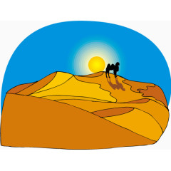 沙漠骆驼风景插画矢量