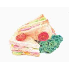 手绘蔬菜三明治