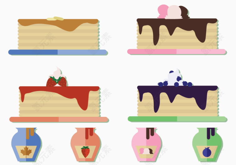 多种口味和形状的蛋糕甜品
