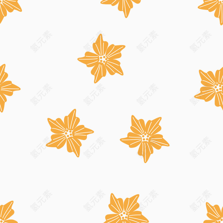 橙黄漂浮花朵矢量图