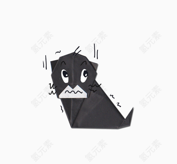 趣味折纸卡通动物小黑狗