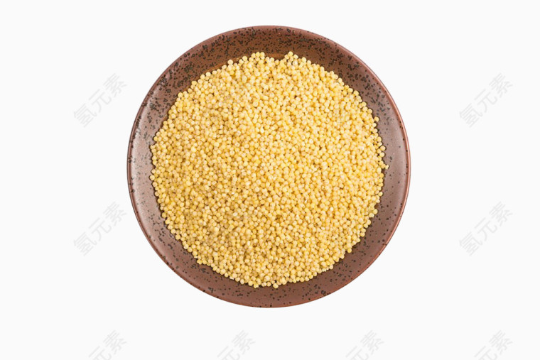木碗里的黄色小米