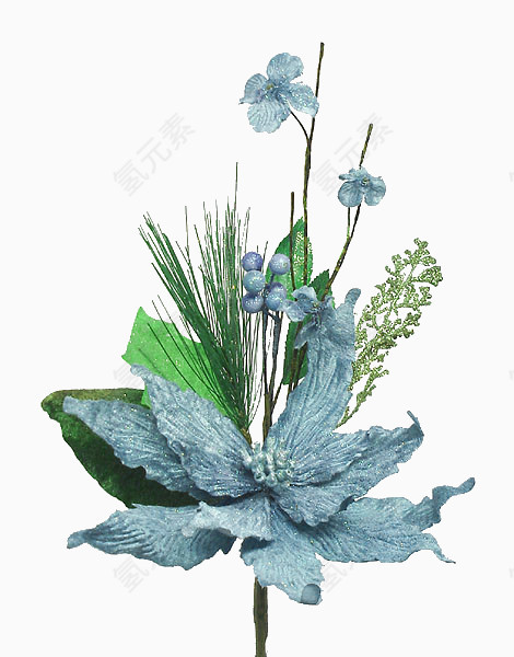 蓝色塑料花
