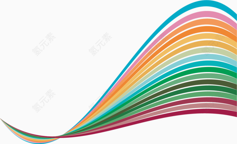 彩色波浪线卡通线条