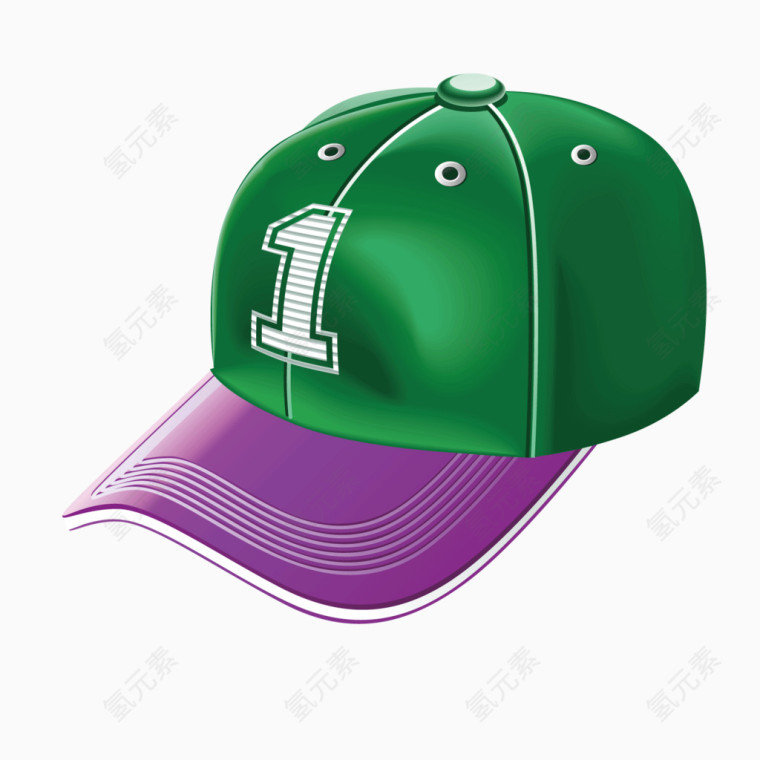 矢量卡通绿色棒球帽