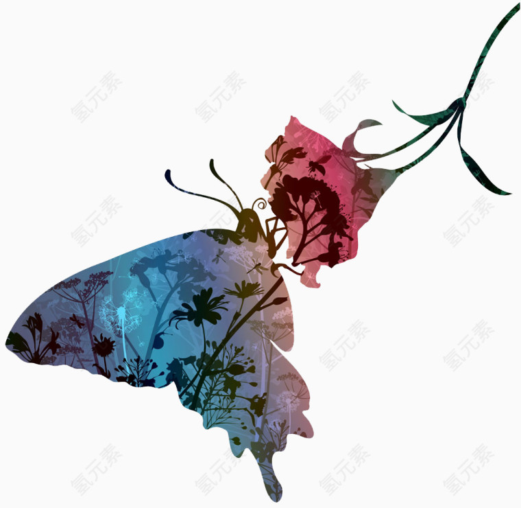 梦幻蝴蝶与花朵