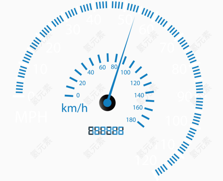 矢量表盘计数里程指针蓝色数字圆形