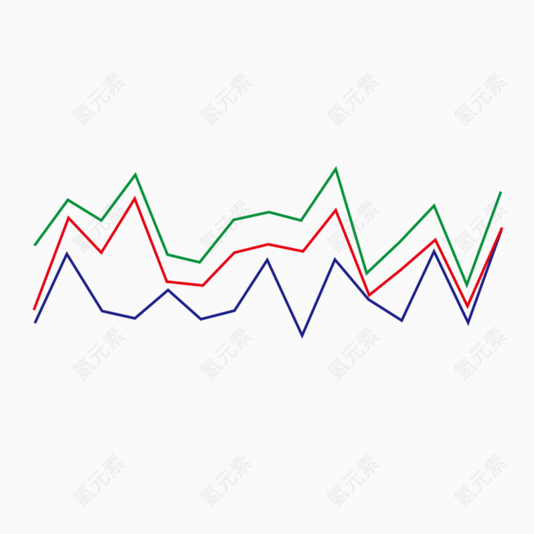 矢量彩色折线图线型图