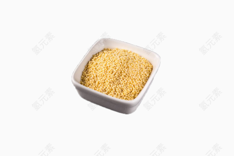 白色碟子里黄色小米