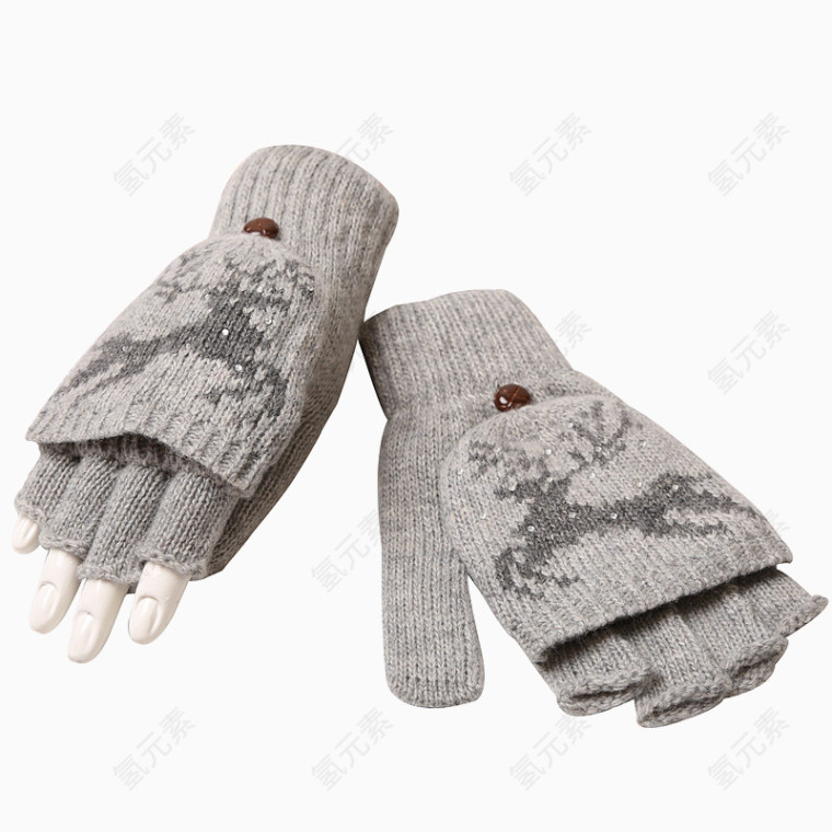 灰色针织手套
