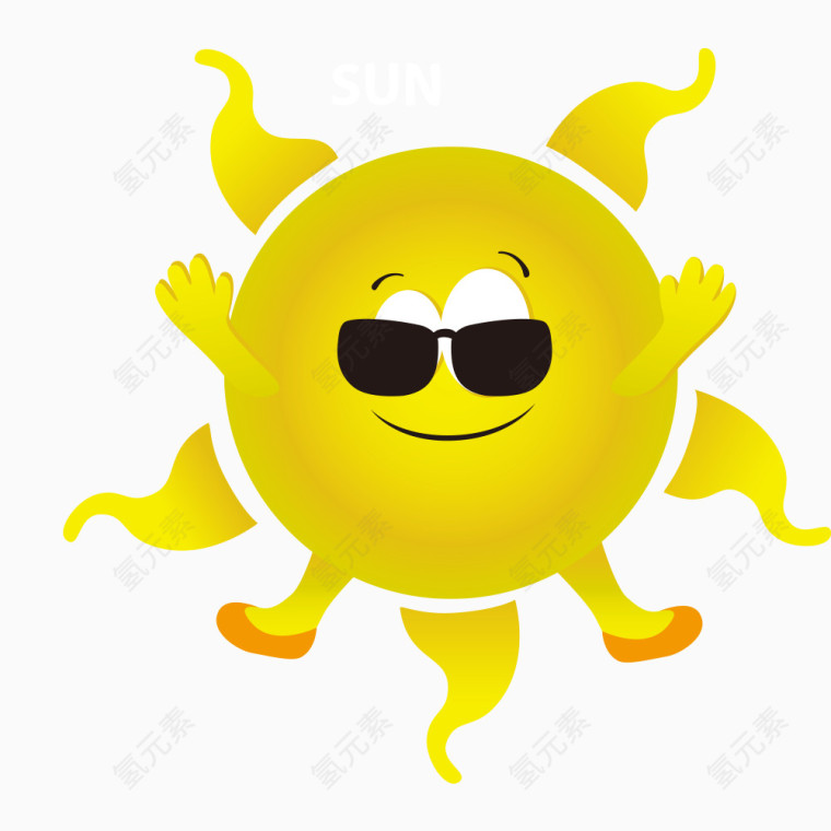 戴墨镜的太阳卡通形象