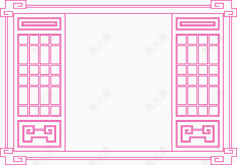 粉色中国风大门装饰图案