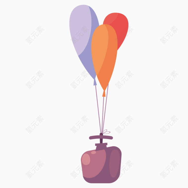 矢量卡通重物热气球