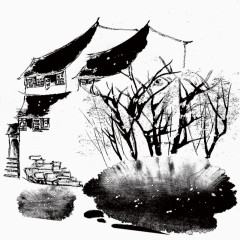 乡村水墨画