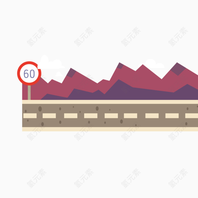 矢量红色山脉公路