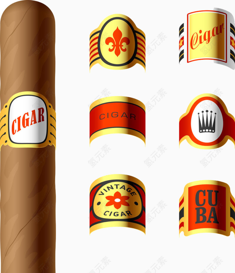 雪茄及其商标背景图片