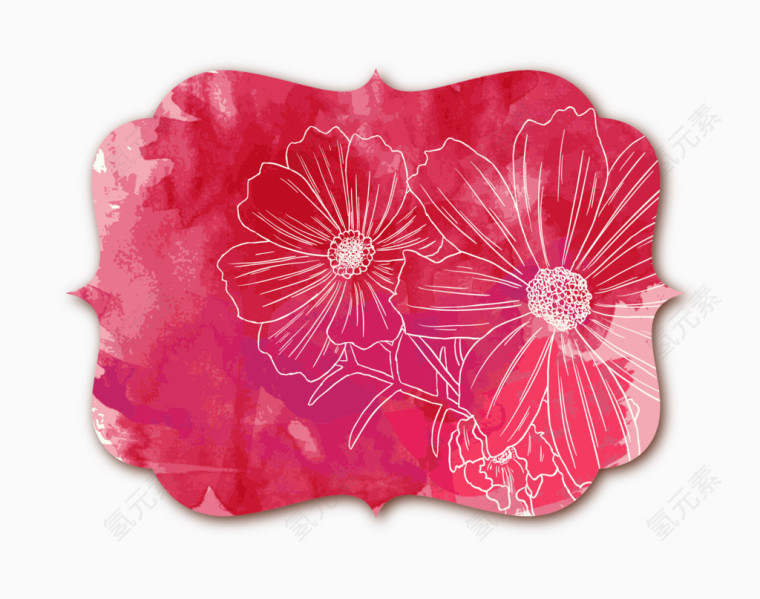 创意水彩花朵标签矢量图