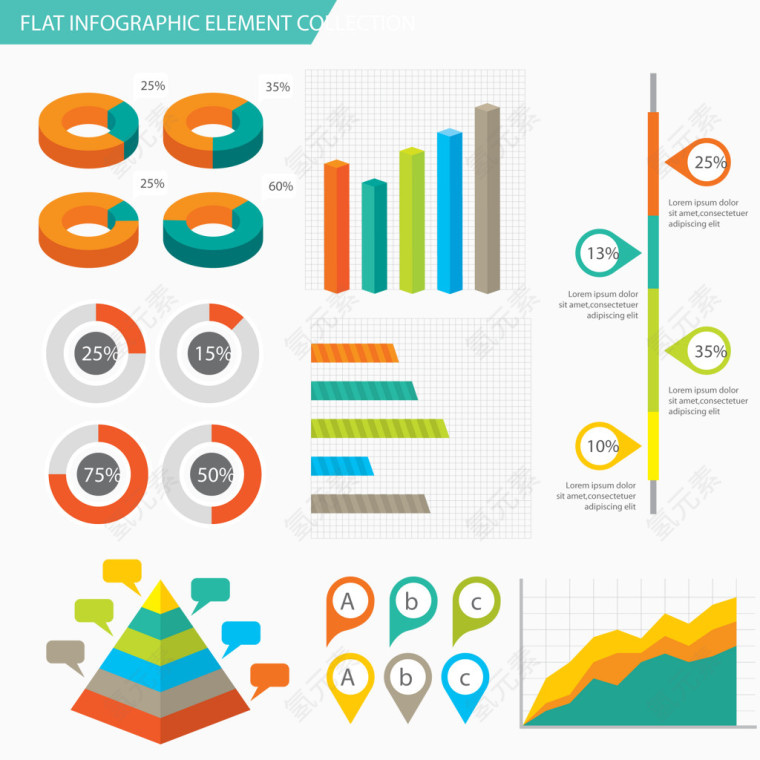 矢量现代信息图表元素的集合