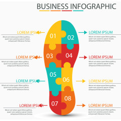 脚印数据信息图矢量素材
