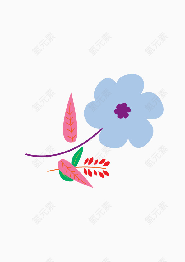 花朵手绘卡通素材元素矢量