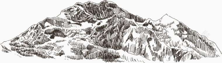 矢量大山雕刻插图