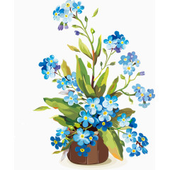 蓝色鲜花摆台元素
