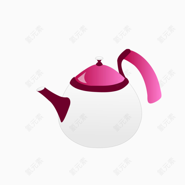 红色渐变茶壶水壶