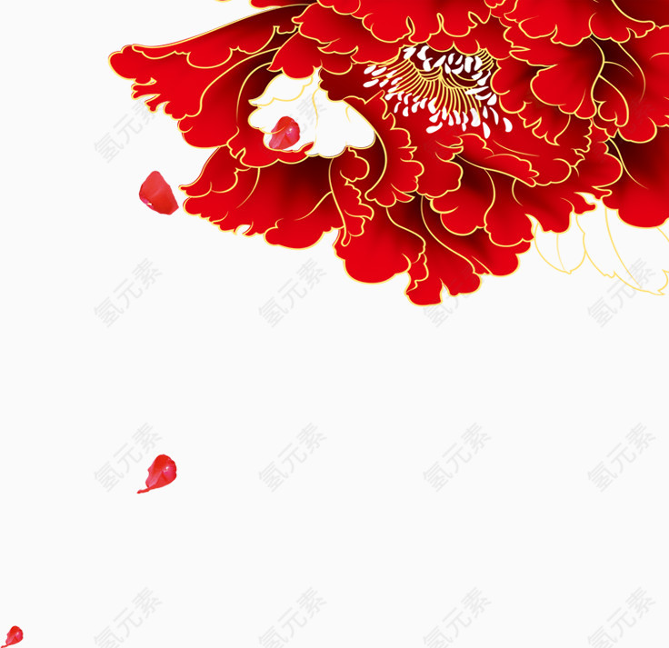 中国红牡丹全屏海报