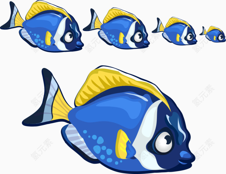 矢量蓝色花纹鱼