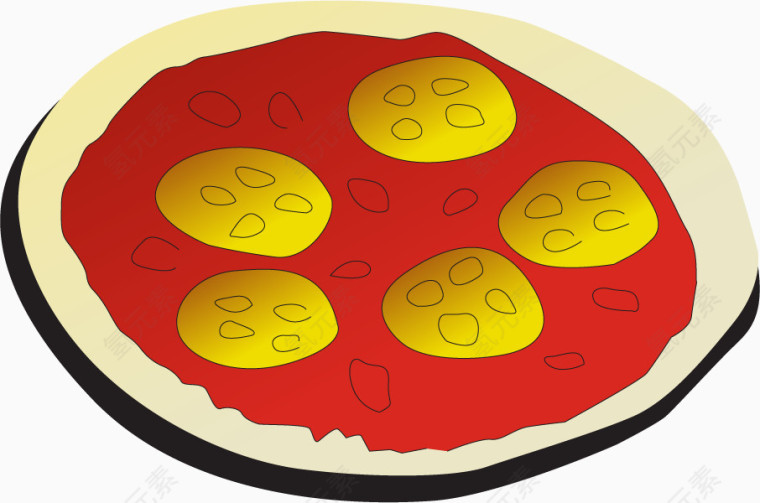 矢量红色美食披萨
