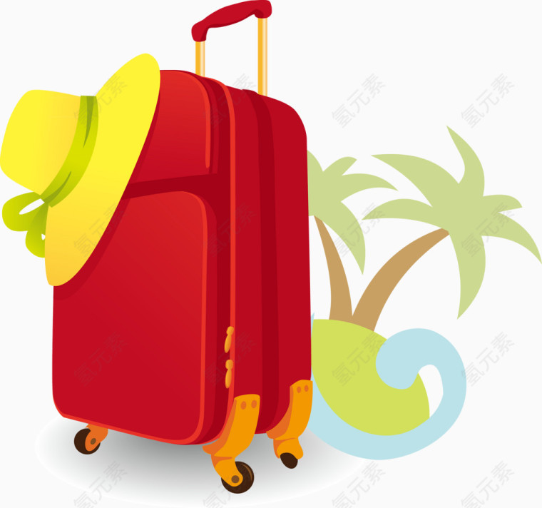 行李箱红色椰子树