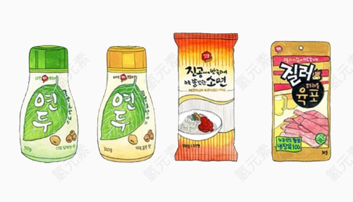 卡通韩国调味料