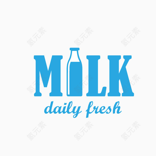 milk 牛奶 图标 蓝色 文字