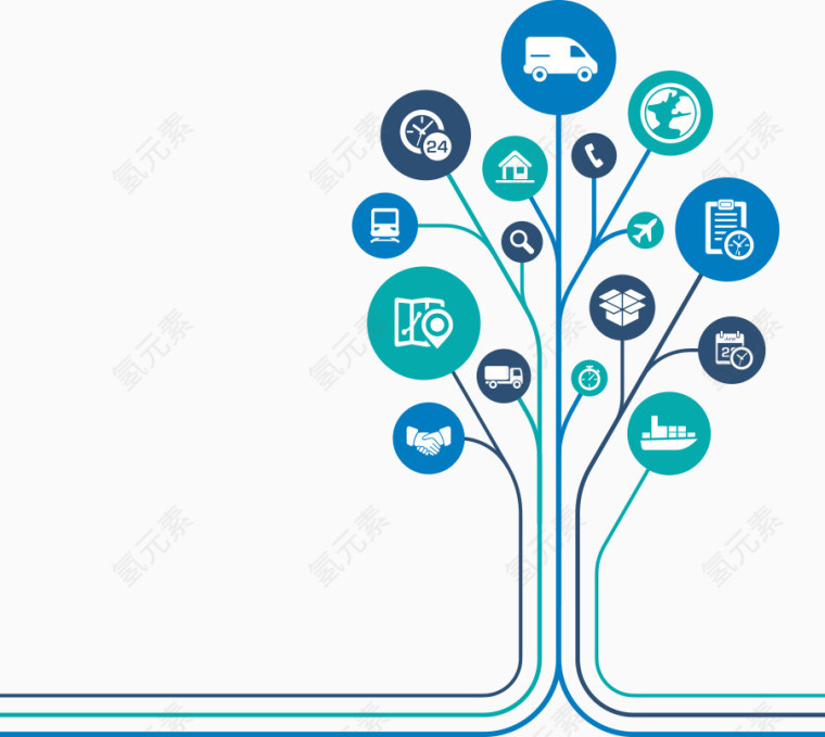 矢量蓝色树形电路信息