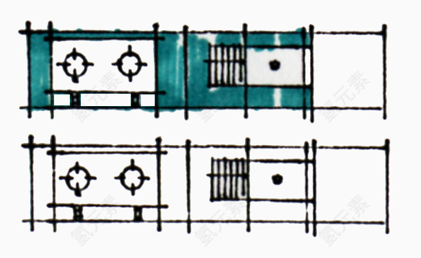 户型图彩平图手绘煤气灶