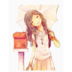 撑伞微笑女孩