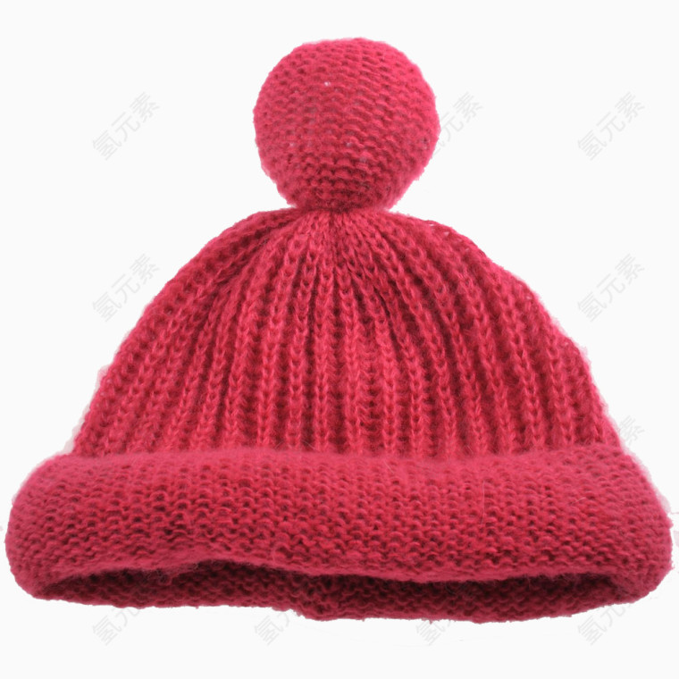 红色圆球毛线帽