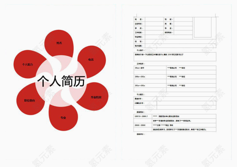 红花个人简历模板