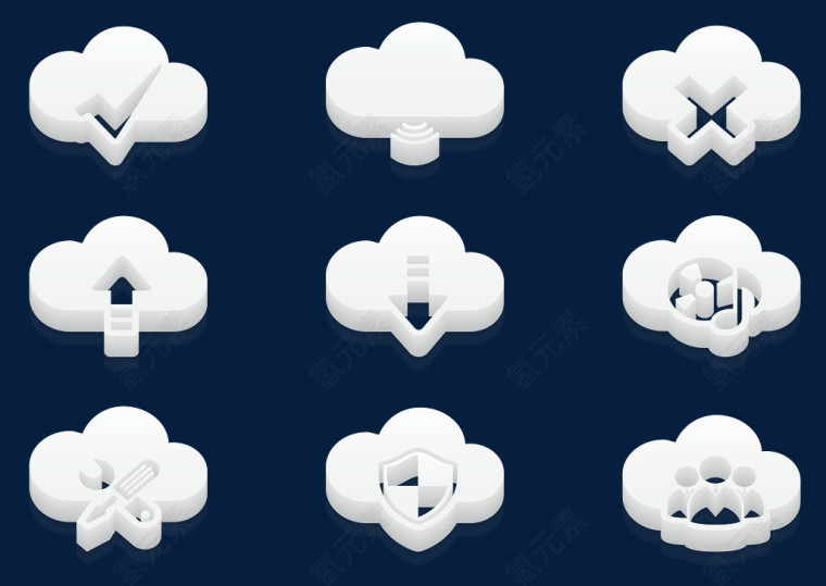 白色3D立体云端技术商务图标