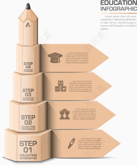 矢量时尚铅笔信息图表素材